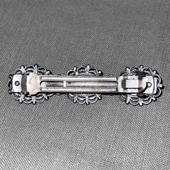 Triple Faux Turquoise Oval Large Spring Barrette - Picture 3 of 4